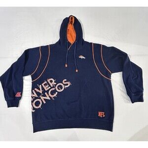 Proline NFL Denver Broncos Men's Blue Long Sleeve Hooded Pullover SZ XL P2